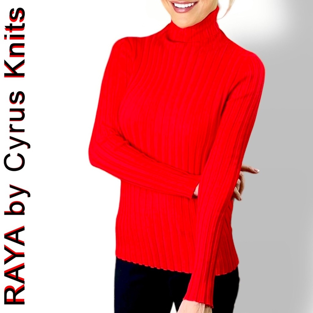 RAYA by Cyrus Knits Ribbed Turtleneck Sweater NWT Small